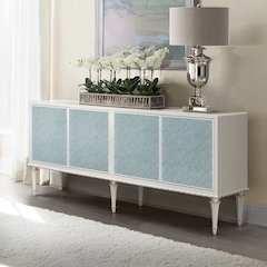 Ansaldo Console Cabinet Pearl White & Silver Shimmer
