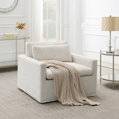 Naveen Swivel Chair w/Pillow Ivory Fabric