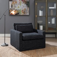 Naveen Swivel Chair w/Pillow Dark Gray Fabric