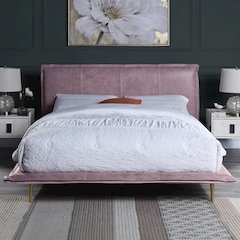Metis Eastern King Bed Pink Top Grain Leather