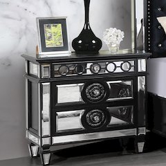 Varian II Nightstand Mirrored, Black & Silver