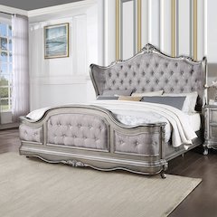 Ariadne Eastern King Bed Velvet & Antique Platinum