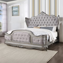 Ariadne Queen Bed Velvet & Antique Platinum