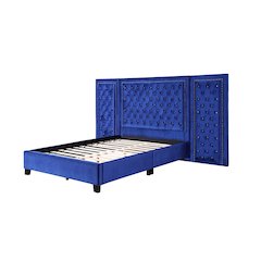 Damazy Queen Bed Blue Velvet