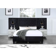 Damazy Eastern King Bed Black Velvet