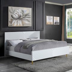 Gaines Eastern King Bed White High Gloss