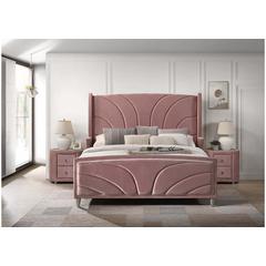 Salonia Queen Bed Pink Velvet