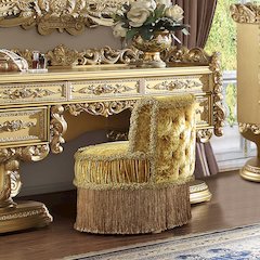 Bernadette Vanity Stool Gold Velvet