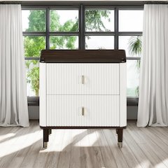 Carena Nightstand w/USB Port White & Walnut