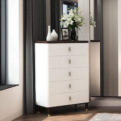 Carena Chest White & Walnut