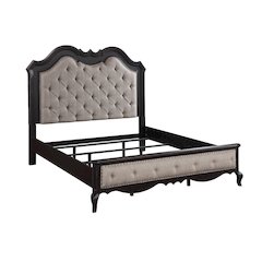 Chelmsford Queen Bed Beige Fabric & Antique Black