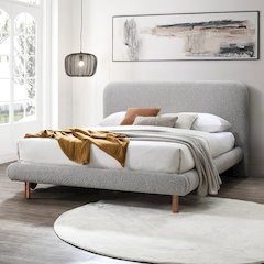 Cleo Queen Bed Gray Boucle
