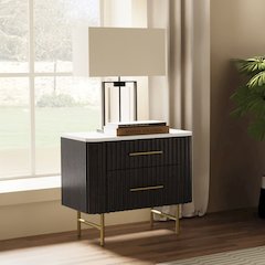 Clayten Nightstand w/Marble Top Engineering Marble Top & Espresso
