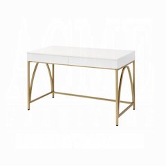 Lightmane Writing Desk(Same AC00900) White High Gloss & Gold