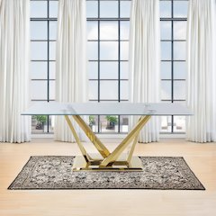 Barnard Dining Table Clear Glass & Mirrored Gold