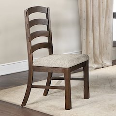 Pascaline Side Chair (Set-2) Gray Fabric, Rustic Brown & Oak