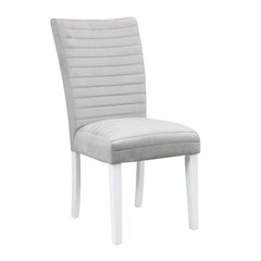 Elizaveta Side Chair (Set-2) Gray Velvet, Faux Crystal Diamonds &White  High Glo