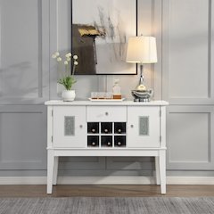 Elizaveta Server Gray Velvet, Faux Crystal Diamonds &White  High Gloss
