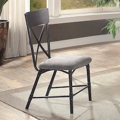 Edina Side Chair (Set-2) Gray Fabric, Oak & Sandy Black