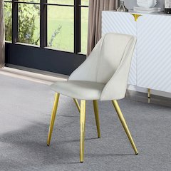 Gaines Side Chair(Set-2) White Synthetic Leather