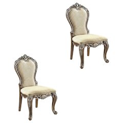 Upholstered Wood Dining Chairs with Transitional Style, Antique Oak, Set of 2