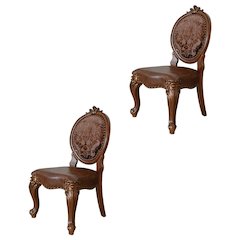 Upholstered Wood Dining Side Chair with Transitional Style, Cherry, Set of 2