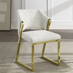 Galdesa Side Chair (Set-2) Teddy Sherpa & Mirrored Gold