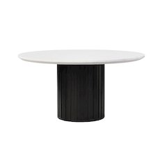 Jaramillo Round Dining Table Engineered Marble & Rustic Espresso