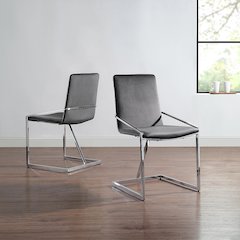 Zlatan Side Chair(Set-2) Gray Velvet & Chrome