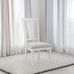 Katia Side Chair (Set-2) Light Gray Linen & Weathered White