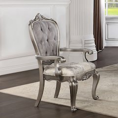 Ariadne Arm Chair (Set-2) Velvet & Antique Plantinum