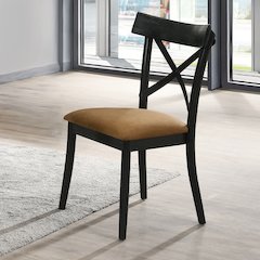 Hillary Side Chair(Set-2) Brown Leathaire & Black