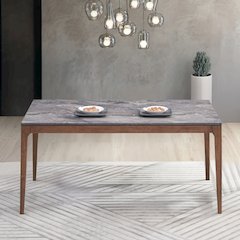 Bevis Dining Table Engineered Stone & Walnut