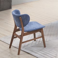 Bevis Side Chair (Set-2) Blue Fabric & Walnut