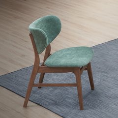 Bevis Side Chair (Set-2) Green Fabric & Walnut