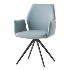 Segismunda Arm Chair w/Swivel Baby Blue Leather & Black