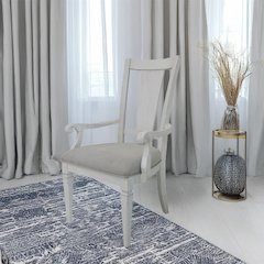 Katia Arm Chair (Set-2) Light Gray Linen & Weathered White
