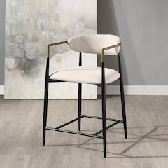 Jaramillo Counter Height Chair (Set-2) Beige Linen & Black