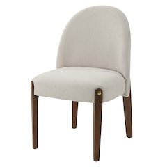 Gamarya Side Chair (Set-2) Beige Chenille & Dark Oak