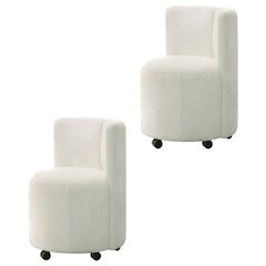 Chenille Upholstered Swivel Accent Chair, White Chenille, Set of 2