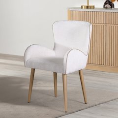 Qwin Side Chair (Set-2) Beige Boucle & Oak