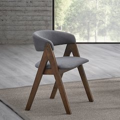 Keiki Side Chair (Set-2) Gray Fabric & Walnut