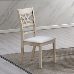 Ferris Side Chair (Set-2) Beige Linen & Antique Bone White
