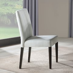 Carena Side Chair (Set-2) Light Gray Fabric, White & Walnut