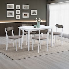 Fidelity 5Pc Pack Dining Set Brown Linen & White