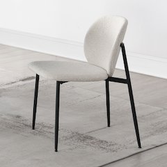 Klaus Side Chair (Set-2) White Boucle & Black
