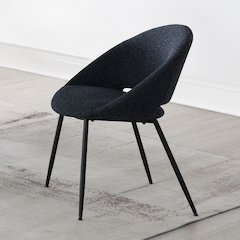 Klaus Side Chair (Set-2) Navy Boucle & Black