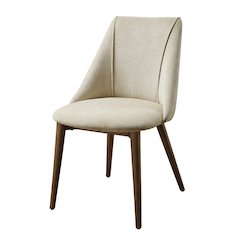 Willene Side Chair (Set-2) Beige Polished Microfiber & Dark oak