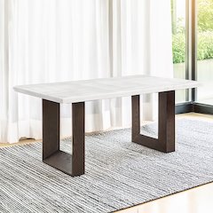 Edwyn Dining Table w/Natrual Marble Top White Natural Marble Top & Espresso