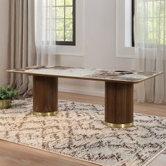 Willene Dining Table w/Ceramic Top Ceramic Top & Dark Oak